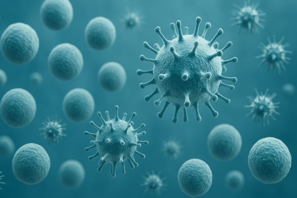 Visualization of different microscopic pathogens that are common causes of pneumonia. Title Text: Microbial Pathogens Responsible for Pneumonia